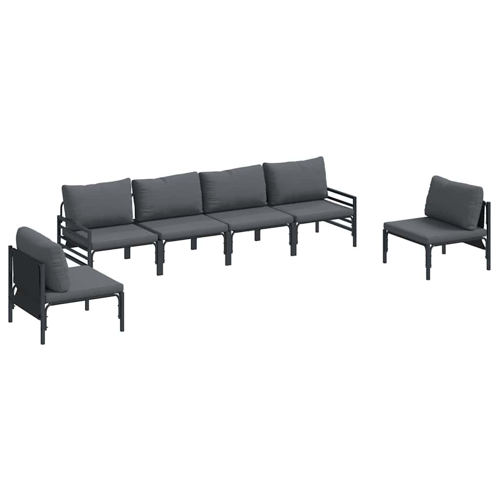 Garden Sofa Set 6 pcs Black Steel without table
