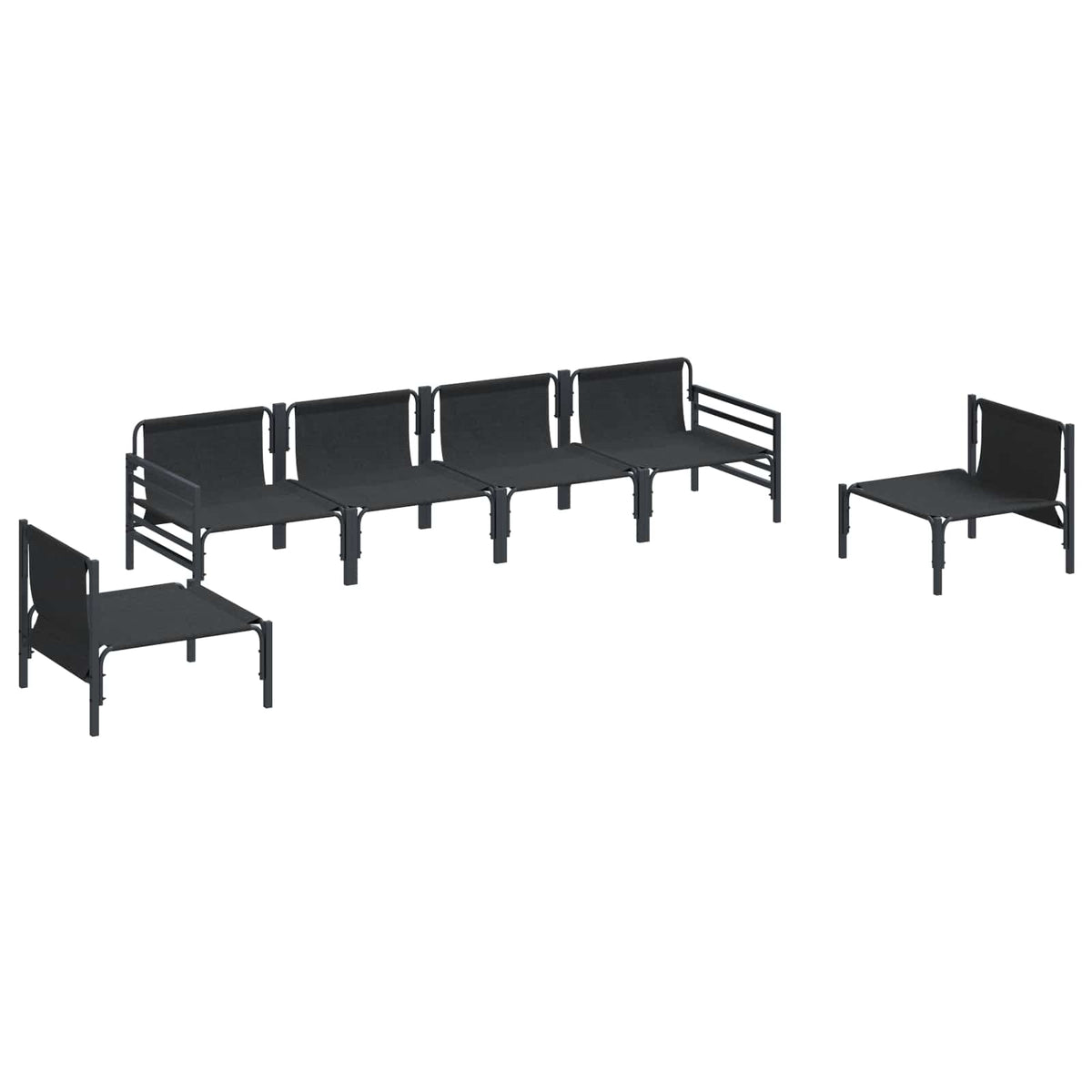 Garden Sofa Set 6 pcs Black Steel without table