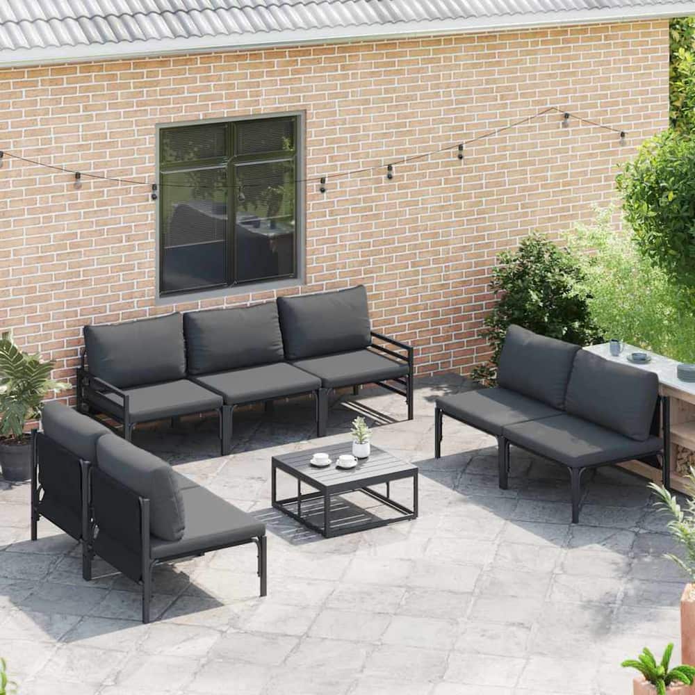 Garden Sofa Black Steel armrest