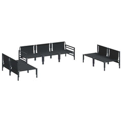 Garden Sofa Set 7 pcs Black Steel with armrest