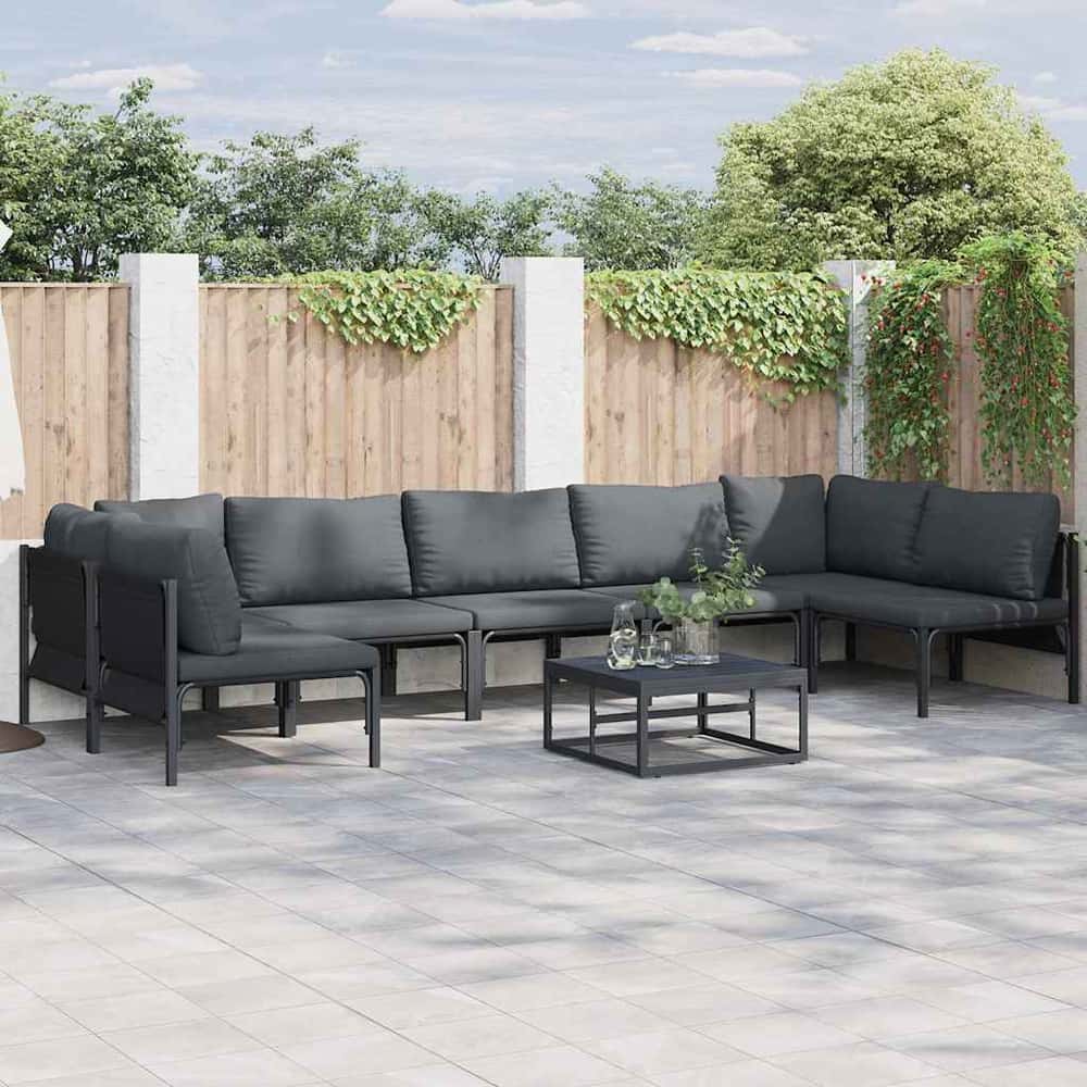 Garden Sofa Black Steel without armrest