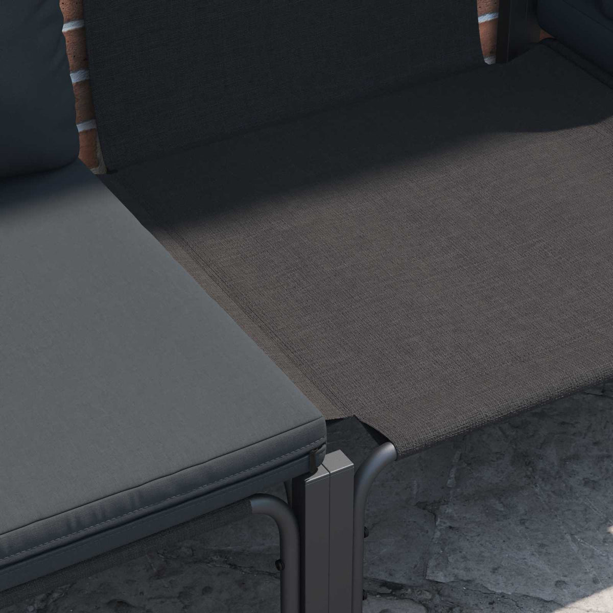 Garden Sofa Black Steel without table