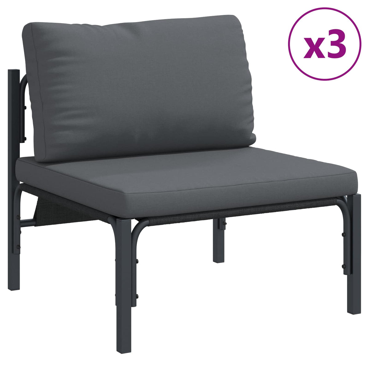 Garden Sofa Set 6 pcs Black Steel without table