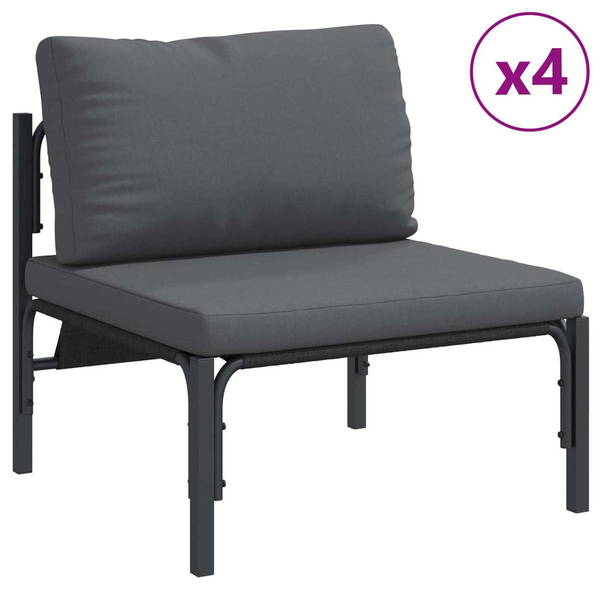 Garden Sofa Set 7 pcs Black Steel without table