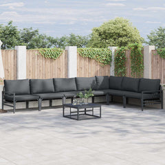 Garden Sofa Set 7 pcs Black Steel with table
