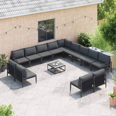 Garden Sofa Set 13 pcs Black Steel without table
