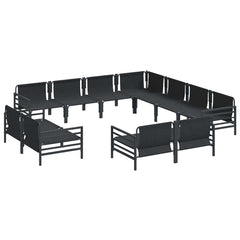 Garden Sofa Set 11 pcs Black Steel without table