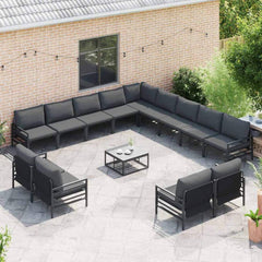 Garden Sofa Set 13 pcs Black Steel without table