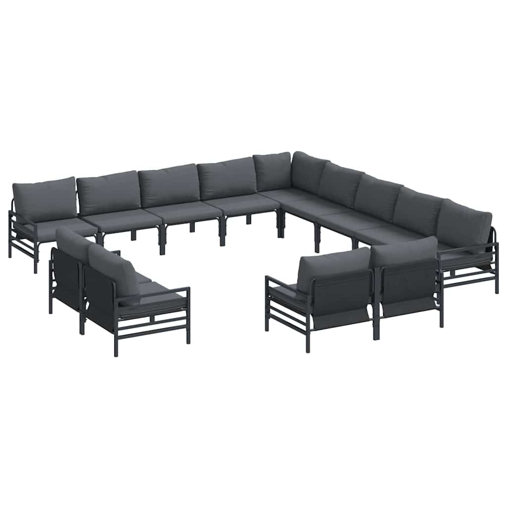 Garden Sofa Set 13 pcs Black Steel without table