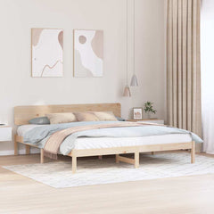 Bed Frame with Headboard Solid Pine Wood Length 200 cm Natural 180 cm