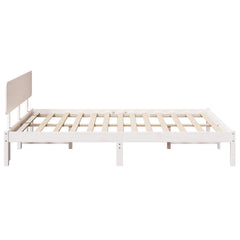 Bed Frame with Headboard Solid Pine Wood Length 200 cm White 140 cm
