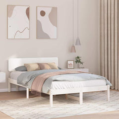 Bed Frame Headboard Solid Pine Wood Length White