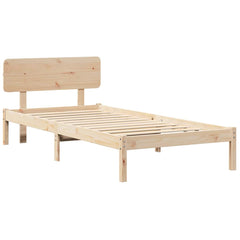 Bed Frame with Headboard Solid Pine Wood Length 200 cm Natural 90 cm