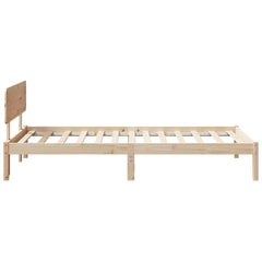 Bed Frame with Headboard Solid Pine Wood Length 200 cm Natural 90 cm