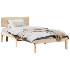 Bed Frame with Headboard Solid Pine Wood Length 200 cm Natural 80 cm