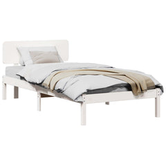 Bed Frame Headboard Solid Pine Wood Length White