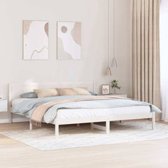 Bed Frame Solid Pine wood Length White
