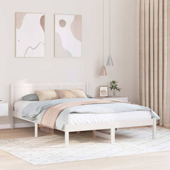 Bed Frame Solid Pine wood Length White