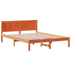 Bed Frame Brown Solid Pine wood Length 200 cm Wax Brown 140 cm