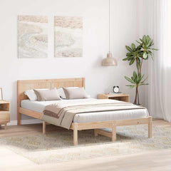 Bed Frame Brown Solid Pine wood Length 190 cm Natural 140 cm
