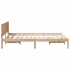 Bed Frame Brown Solid Pine wood Length 190 cm Natural 140 cm