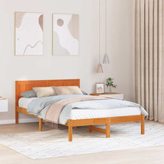 Bed Frame Brown Solid Pine wood Length 190 cm Wax brown 120 cm