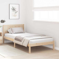 Bed Frame Brown Solid Pine wood Length 200 cm Natural 90 cm