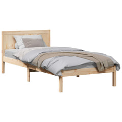 Bed Frame Brown Solid Pine wood Length 200 cm Natural 90 cm