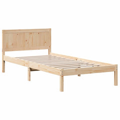 Bed Frame Brown Solid Pine wood Length 200 cm Natural 90 cm