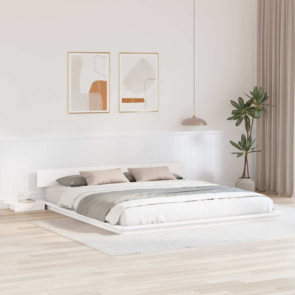 Bed Frame Wood Length 200 cm White 200 cm