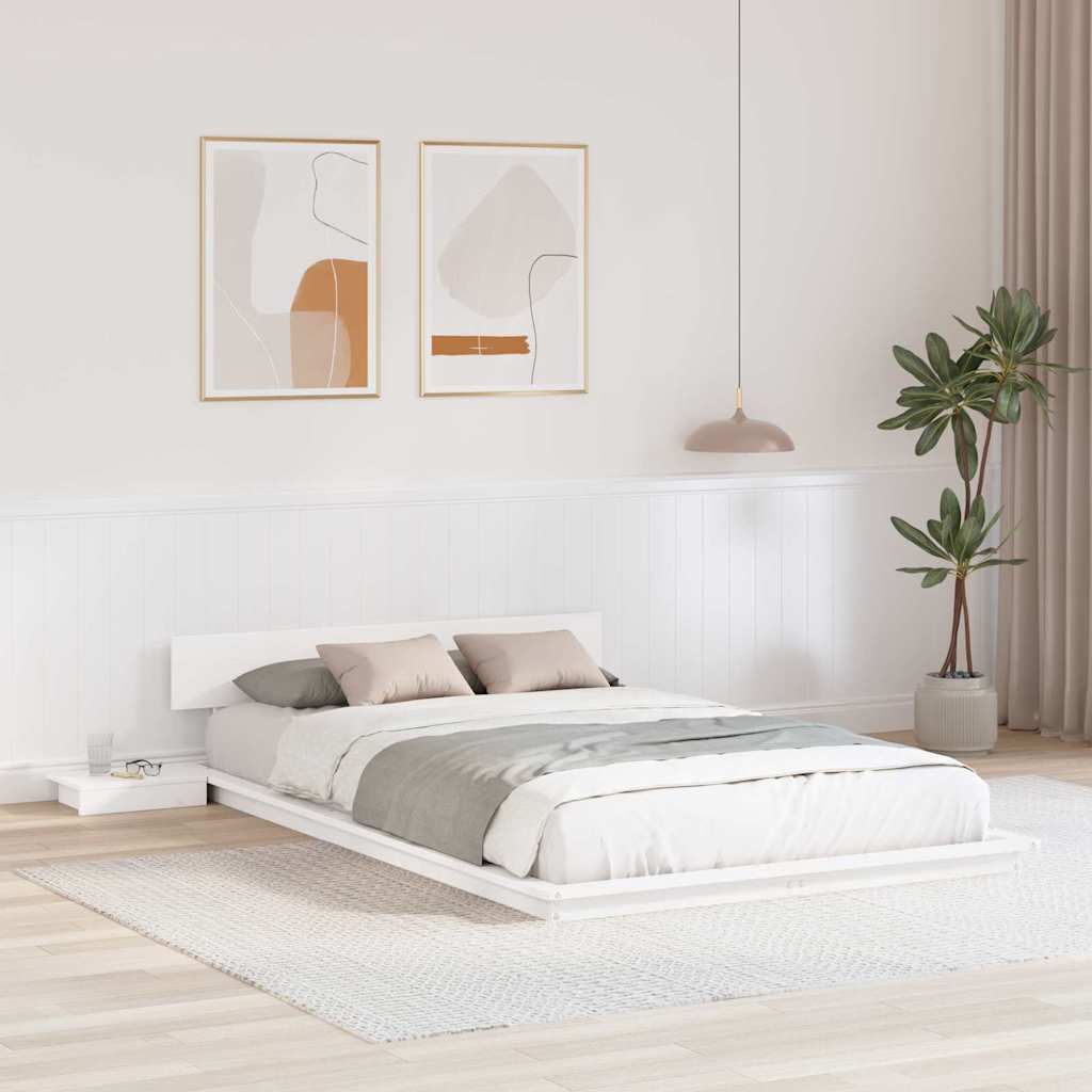 Bed Frame Wood Length 200 cm White 120 cm