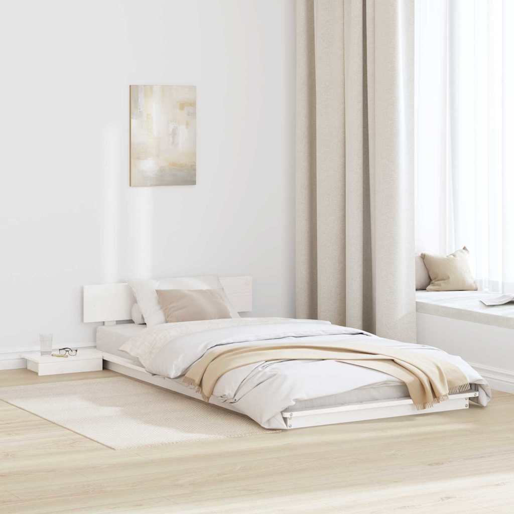 Bed Frame Wood Length 200 cm White 90 cm