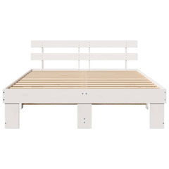 Bed Frame with Headboard Solid Pine Wood Length 200 cm White 140 cm