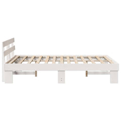 Bed Frame with Headboard Solid Pine Wood Length 200 cm White 140 cm