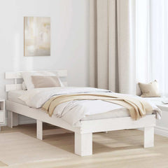 Bed Frame Headboard Solid Pine Wood Length White
