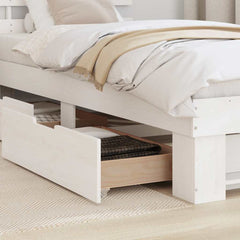 Bed Frame with Headboard Solid Pine Wood Length 200 cm White 90 cm