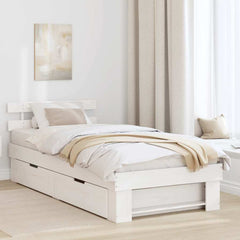 Bed Frame Headboard Solid Pine Wood Length White