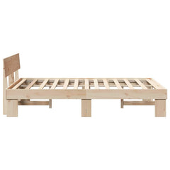 Bed Frame with Headboard Solid Pine Wood Length 190 cm Natural 140 cm