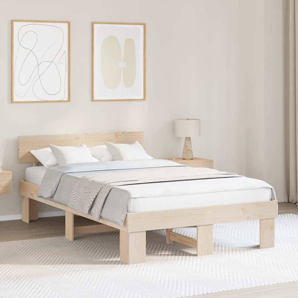 Bed Frame Headboard Solid Pine Wood Length Natural