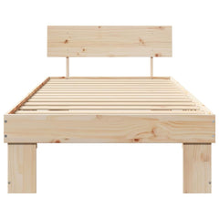 Bed Frame with Headboard Solid Pine Wood Length 200 cm Natural 90 cm