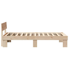 Bed Frame with Headboard Solid Pine Wood Length 200 cm Natural 90 cm