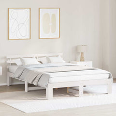 Bed Frame with Headboard Solid Pine Wood Length 200 cm White 160 cm