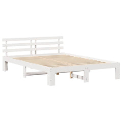 Bed Frame with Headboard Solid Pine Wood Length 200 cm White 140 cm