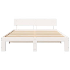 Bed Frame with Headboard Solid Pine Wood Length 200 cm White 140 cm