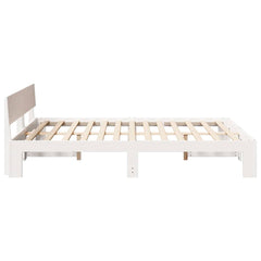 Bed Frame with Headboard Solid Pine Wood Length 200 cm White 140 cm