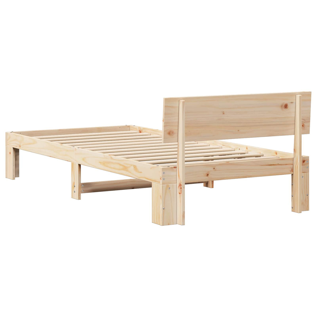 Bed Frame with Headboard Solid Pine Wood Length 200 cm Natural 90 cm