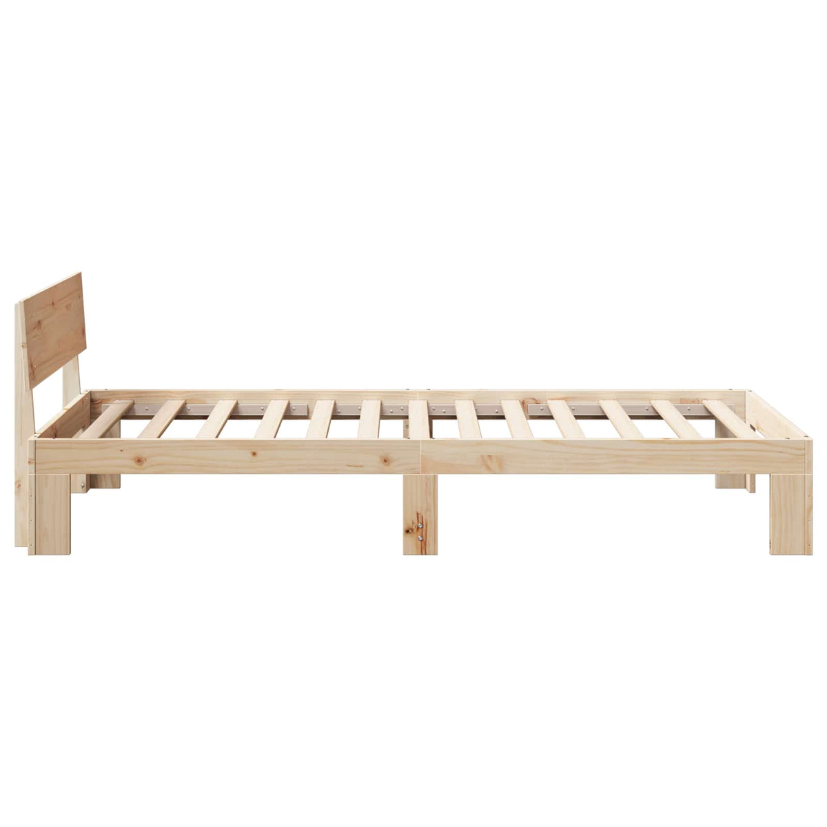 Bed Frame with Headboard Solid Pine Wood Length 200 cm Natural 90 cm