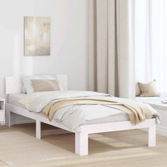 Bed Frame Headboard Solid Pine Wood Length White