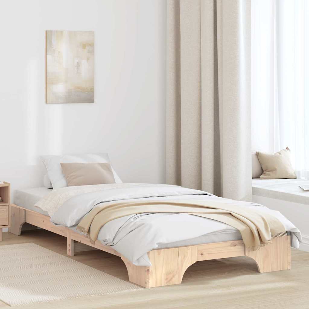 Bed Frame Solid Pine Wood Natural height