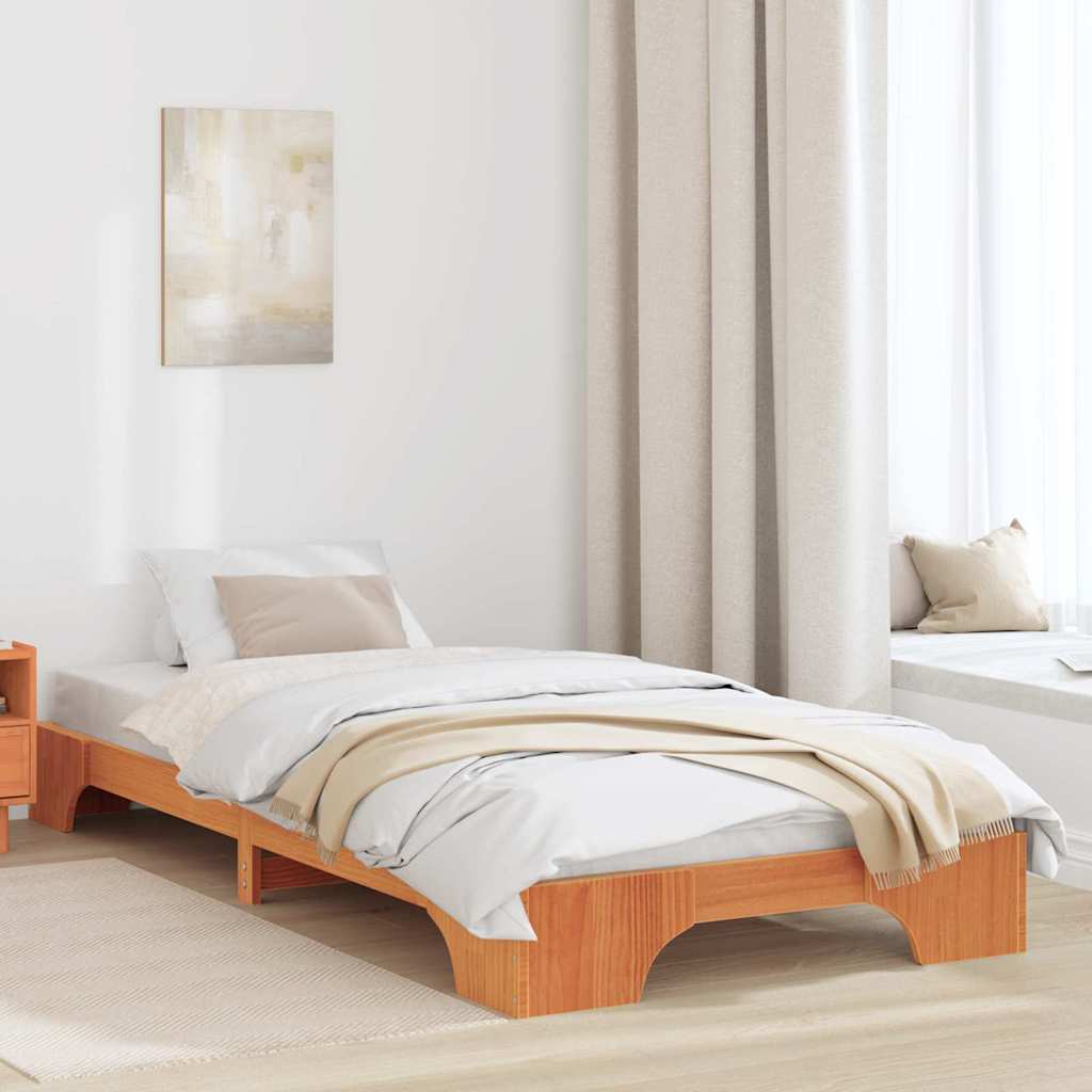 Bed Frame Solid Pine Wood Height Wax brown
